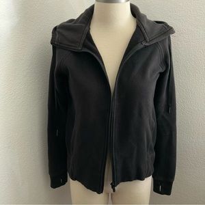 Lululemon Black Fleece Zip Up Hooded Jacket With Thumbholes Size 6